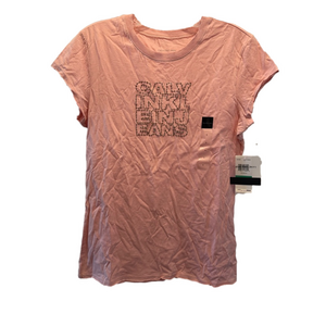 Calvin Klein Jeans Women's Light Pink Tee with Embellished Logo